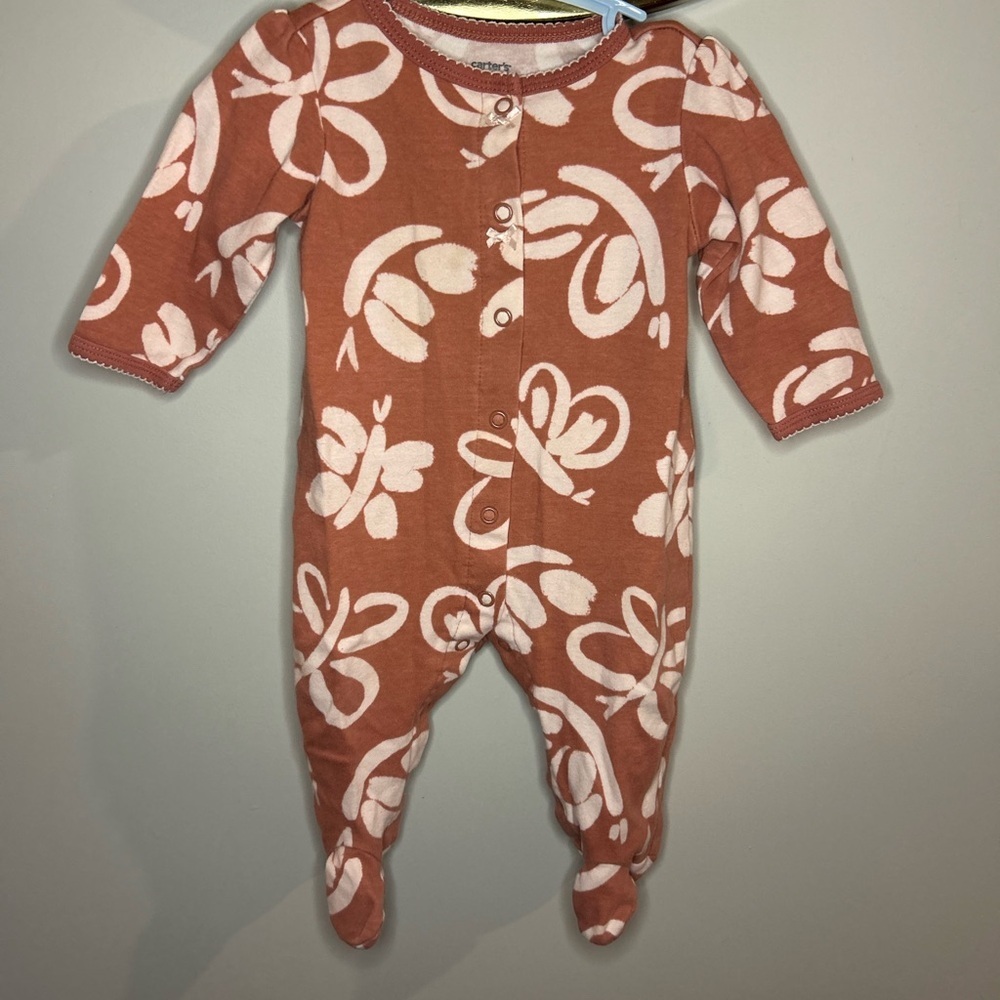 Carter's Floral Footie in Brown and White